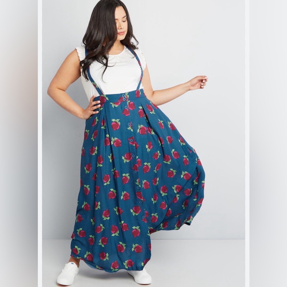 ModCloth Pinafore Perfection Print Maxi Skirt size large - Picture 2 of 8